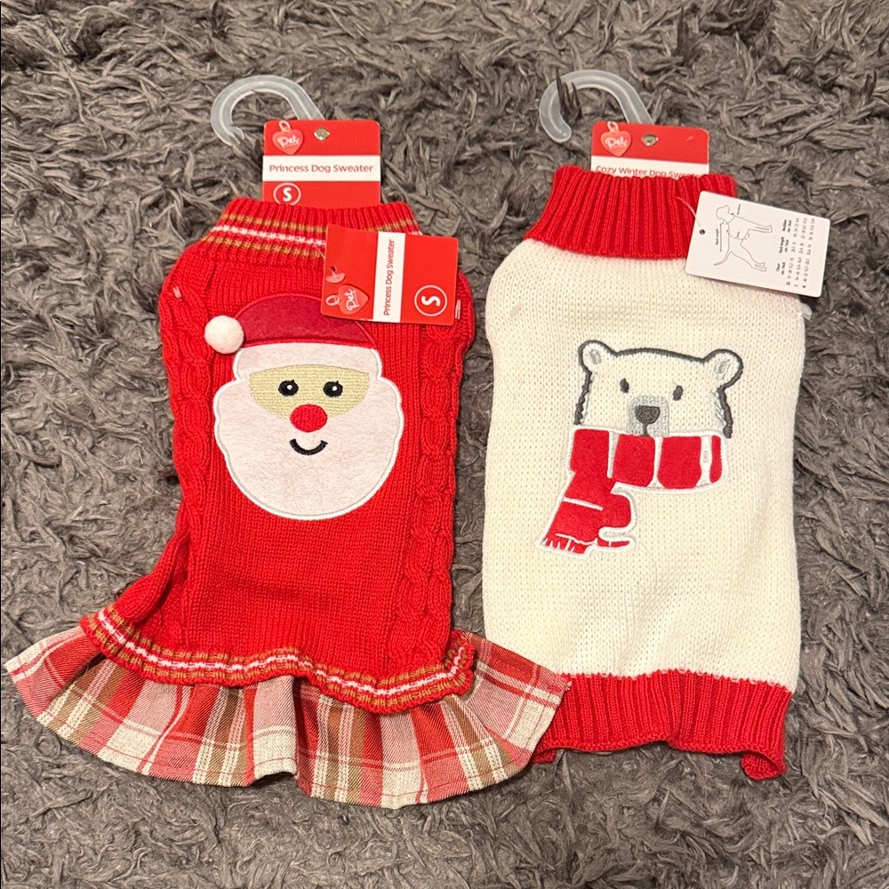 Red and White Holiday Dog Sweaters